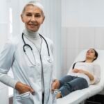 female doctor posing patient